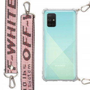 Etui Antishock + Smycz Różowa do SAMSUNG A71 Case