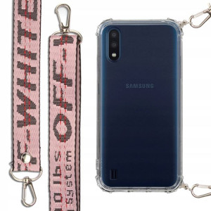 Etui Antishock + Smycz Różowa do SAMSUNG M01 Case