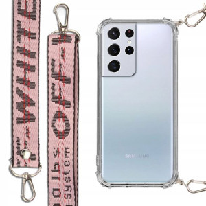 Etui Antishock + Smycz Różowa do SAMSUNG S21 ULTRA