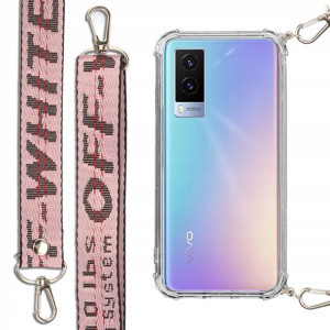 Etui Antishock + Smycz Różowa do VIVO V21E 4G Case