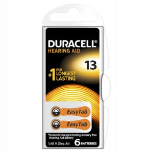 Bateria do aparatów słuchowych DURACELL 13 1.45V 310mAh 6 SZTUK