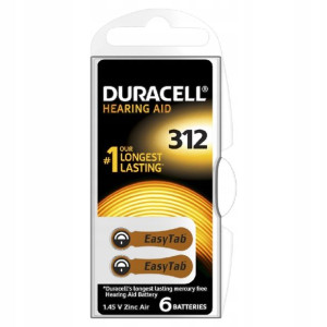 Bateria do aparatów słuchowych DURACELL 312 1.45V 180mAh 6 SZTUK