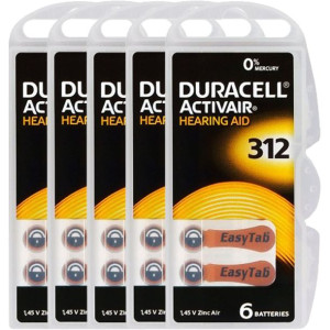 Bateria do aparatów słuchowych DURACELL 312 1.45V 180mAh 30 SZTUK