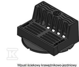 Wpust żeliwny krawężnikowo-jezdniowy WKJ D400 H250 niemalowany (surowy), KL
