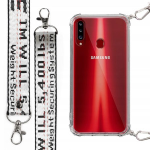 Etui Antishock Mocna Smycz Biała do SAMSUNG A20S