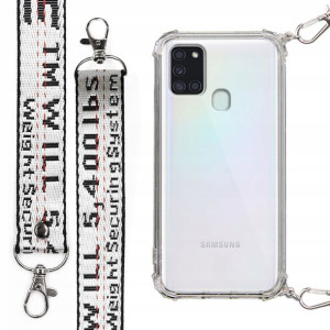 Etui Antishock Mocna Smycz Biała do SAMSUNG A21s