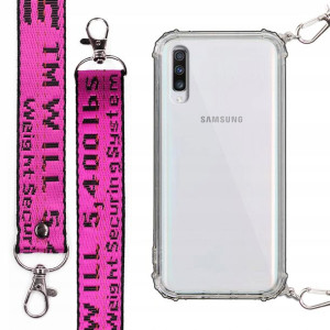 Etui Antishock Mocna Smycz Fuksja do SAMSUNG A70S