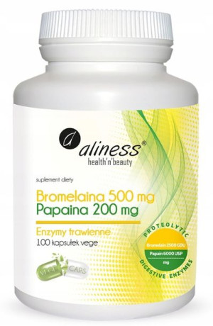ALINESS BROMELAINA 500mg Papaina 200mg-100kaps veg