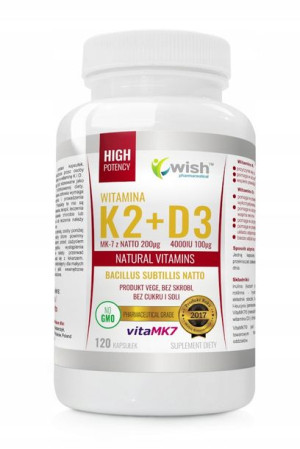 WISH WIT.K2 vitaMK7 200mcg+D3 100mcg 4000IU-120ka