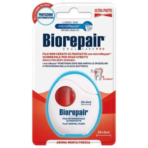 Biorepair, ultrapłaska niewoskowana nić dentystyczna 25 m + 5 m, 1 szt.
