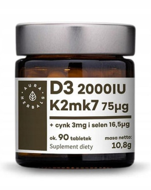Aura Witamina D3 (2000iu)+k2mk7+cynk+selen 90tabl
