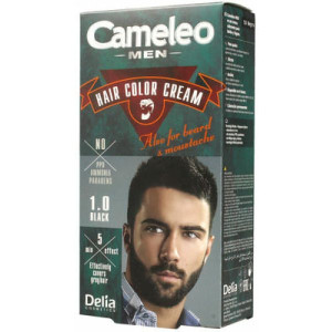 Cameleo Men Hair Color Cream, farba do włosów, brody i wąsów, 1.0 Black, 30