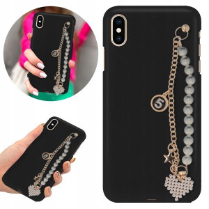 Etui BLINK Mat Czarne Łańcuszek do IPHONE XS MAX