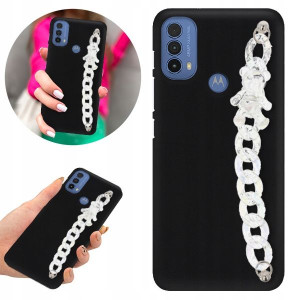 Etui BLINK Mat Czarne Łańcuszek do MOTOROLA E20s