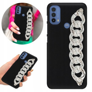 Etui BLINK Mat Czarne Łańcuszek do MOTOROLA E20s