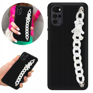 Etui BLINK Mat Czarne Łańcuszek do MOTOROLA G22 4G