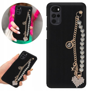Etui BLINK Mat Czarne Łańcuszek do MOTOROLA G22 4G