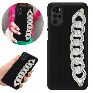 Etui BLINK Mat Czarne Łańcuszek do MOTOROLA G22 4G