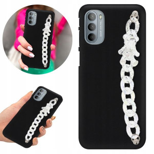Etui BLINK Mat Czarne Łańcuszek do MOTOROLA G31 4G