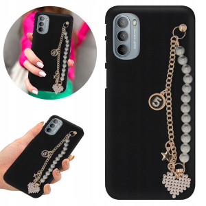 Etui BLINK Mat Czarne Łańcuszek do MOTOROLA G41 4G