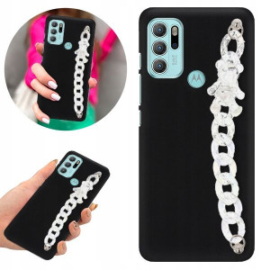 Etui BLINK Mat Czarne Łańcuszek do MOTOROLA G60s