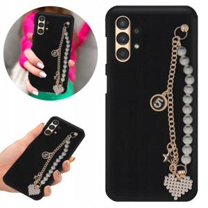 Etui BLINK Mat Czarne Łańcuszek do SAMSUNG A13 4G