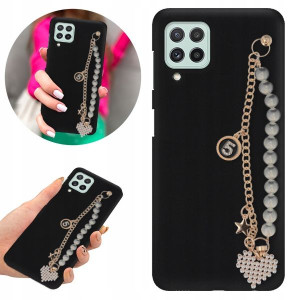 Etui BLINK Mat Czarne Łańcuszek do SAMSUNG A22 4G