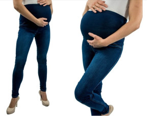 Spodnie damskie CIĄŻOWE jeans XL rurki GRANAT