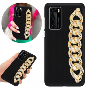 Etui BLINK Matowe Czarne Łańcuszek do HUAWEI P40