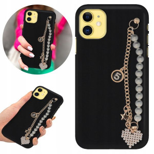 Etui BLINK Matowe Czarne Łańcuszek do IPHONE 11