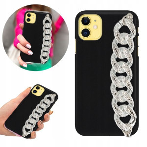Etui BLINK Matowe Czarne Łańcuszek do IPHONE 11
