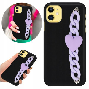 Etui BLINK Matowe Czarne Łańcuszek do IPHONE 11