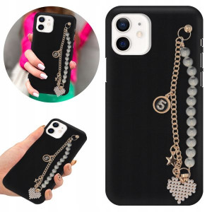 Etui BLINK Matowe Czarne Łańcuszek do IPHONE 12