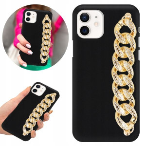 Etui BLINK Matowe Czarne Łańcuszek do IPHONE 12