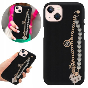 Etui BLINK Matowe Czarne Łańcuszek do IPHONE 13