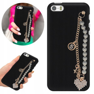 Etui BLINK Matowe Czarne Łańcuszek do IPHONE 5G