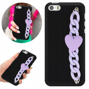 Etui BLINK Matowe Czarne Łańcuszek do IPHONE 5G