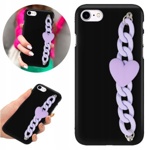Etui BLINK Matowe Czarne Łańcuszek do IPHONE 7/8