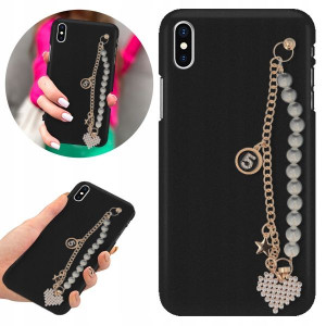 Etui BLINK Matowe Czarne Łańcuszek do IPHONE X/ XS