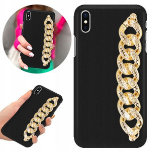 Etui BLINK Matowe Czarne Łańcuszek do IPHONE X/ XS