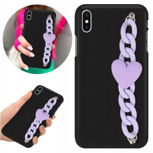 Etui BLINK Matowe Czarne Łańcuszek do IPHONE X/ XS