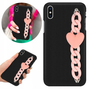 Etui BLINK Matowe Czarne Łańcuszek do IPHONE X/ XS