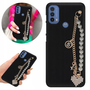 Etui BLINK Matowe Czarne Łańcuszek do MOTOROLA E30