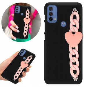 Etui BLINK Matowe Czarne Łańcuszek do MOTOROLA E30