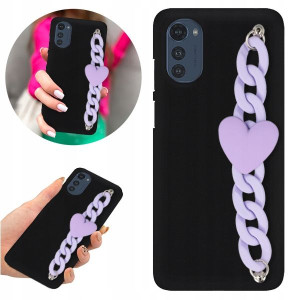 Etui BLINK Matowe Czarne Łańcuszek do MOTOROLA E32