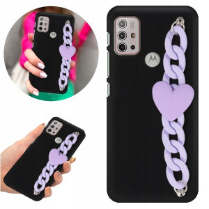 Etui BLINK Matowe Czarne Łańcuszek do MOTOROLA G30