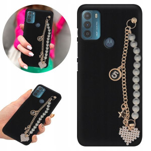 Etui BLINK Matowe Czarne Łańcuszek do MOTOROLA G50
