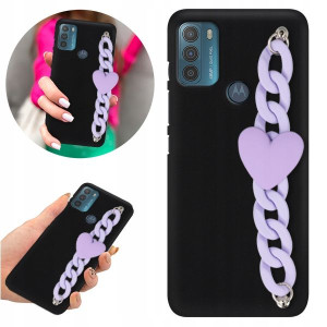 Etui BLINK Matowe Czarne Łańcuszek do MOTOROLA G50