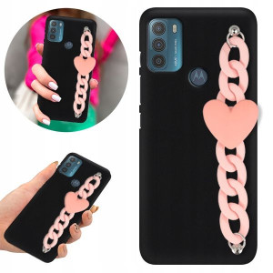 Etui BLINK Matowe Czarne Łańcuszek do MOTOROLA G50
