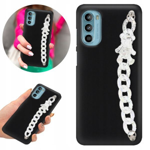 Etui BLINK Matowe Czarne Łańcuszek do MOTOROLA G52